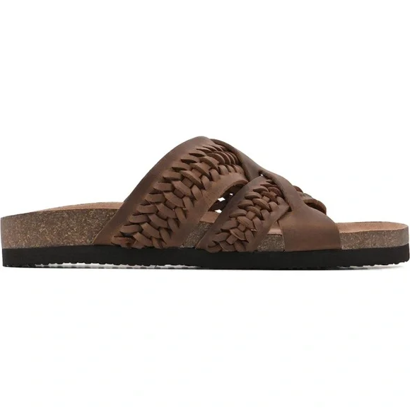 NIB WHITE MOUNTAIN Women’s Leather ‘Harding’ Footbed Sandal in Brown - Sz 6 - Picture 3 of 6